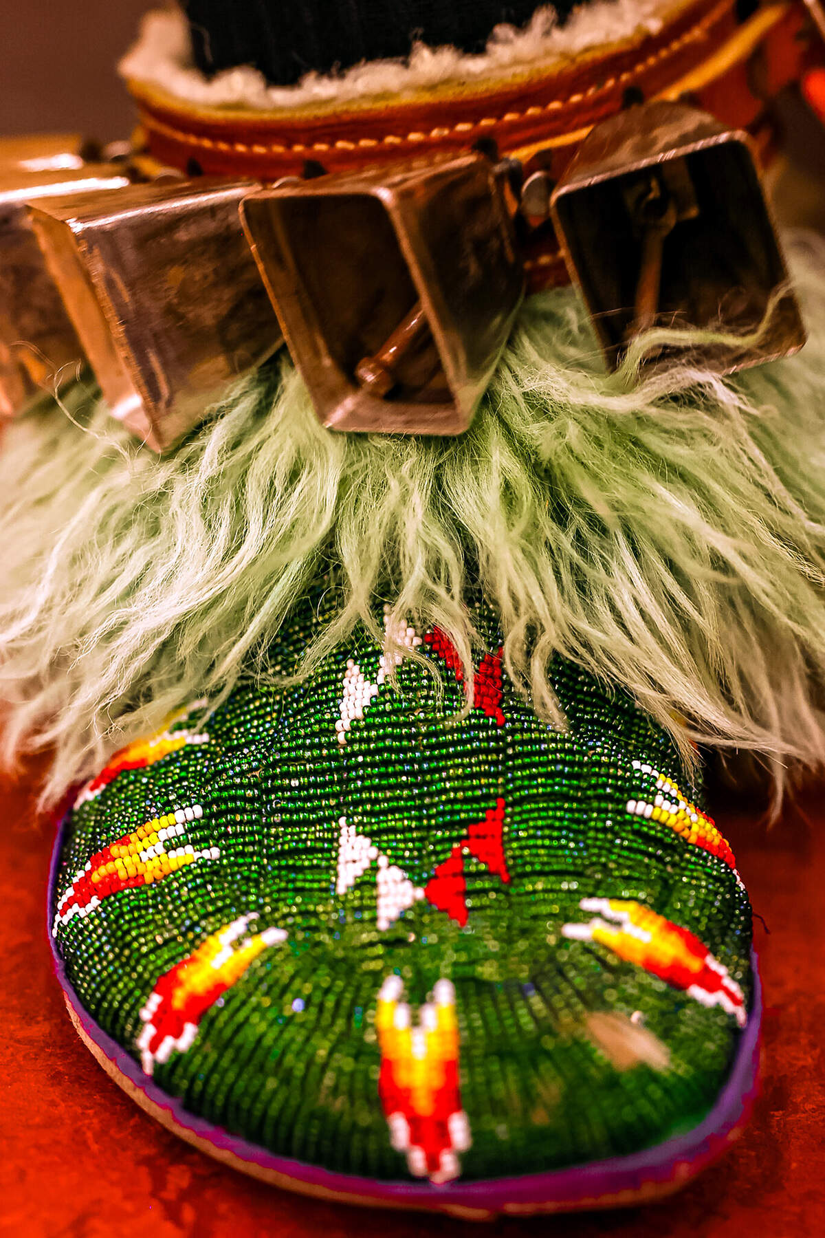 Hand beaded moccasins with dancing jingles