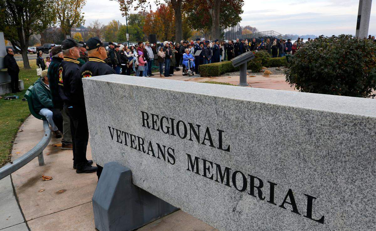 About 150 gather for Monday’s Veterans Day ceremony at the Regional Veterans Memorial in Kennewick’s Columbia Park.