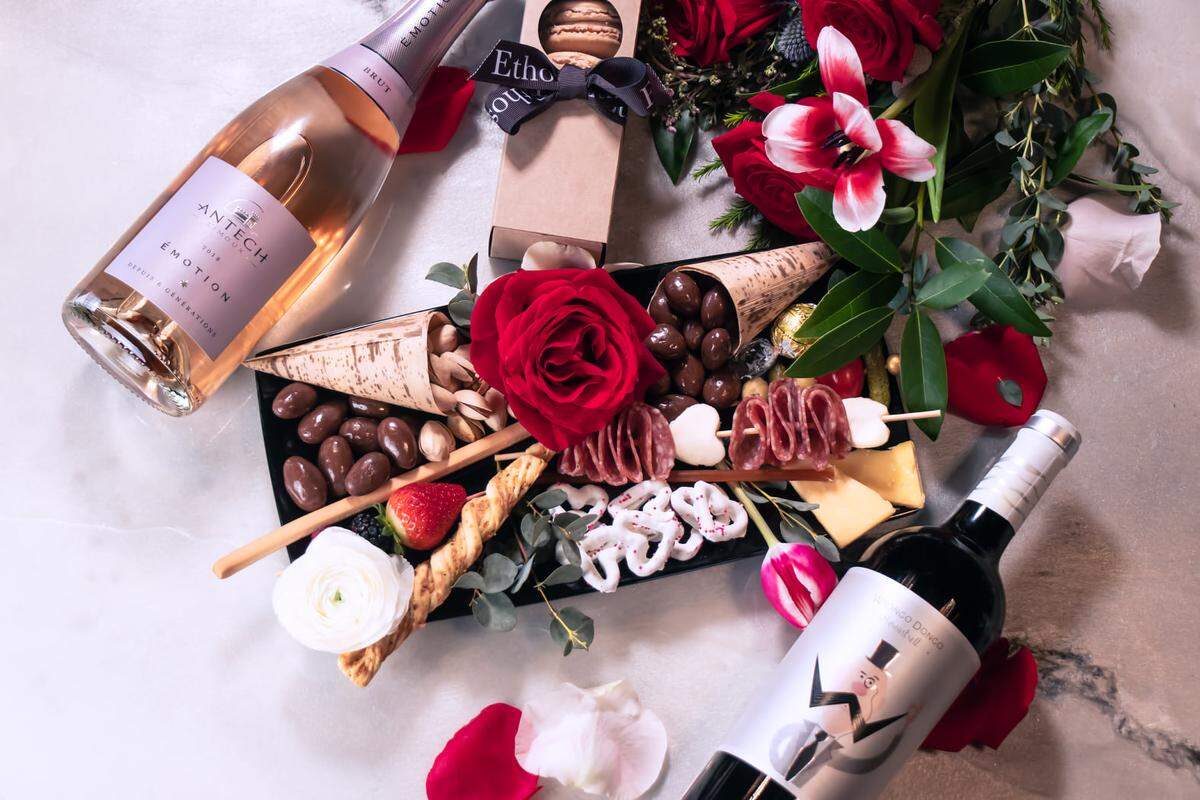 Wine Social in Richland has created a box from other Tri-Cities businesses to feature in a Valentine’s Day box with meats, sweets, wine and flowers.