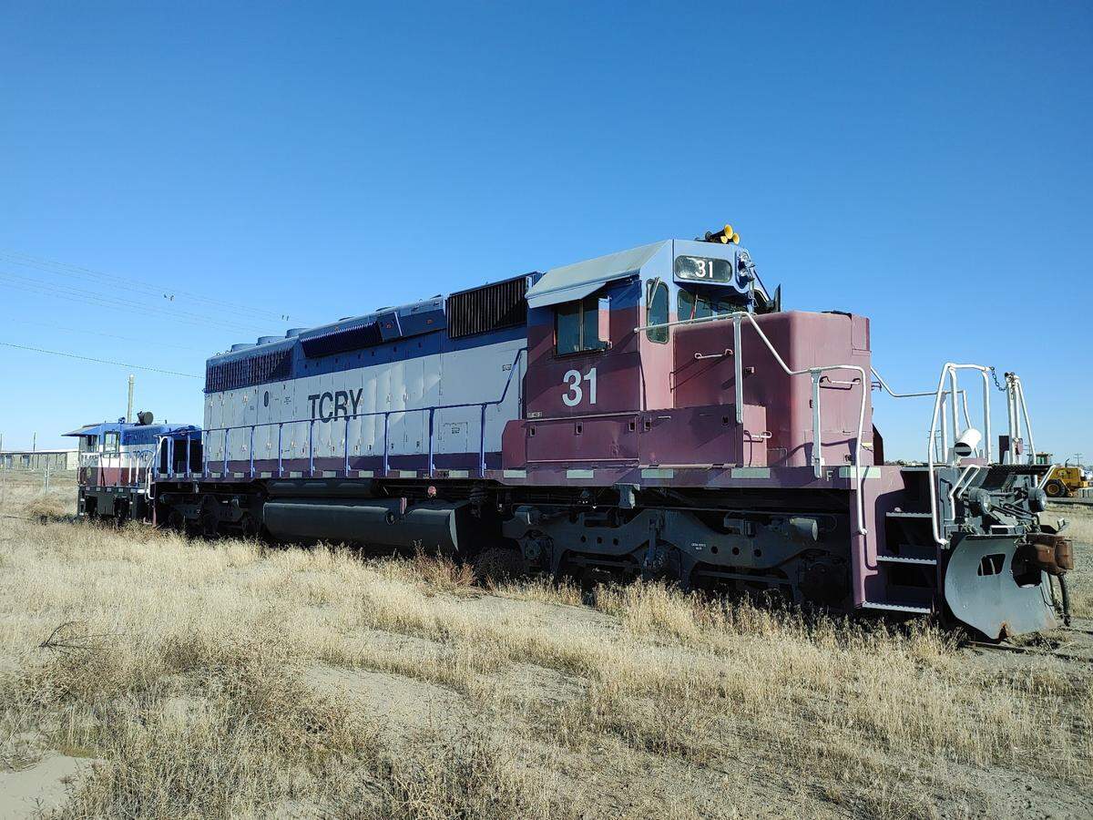 An unused locomotive is sidelined in north Richland on track owned by the Port of Benton.