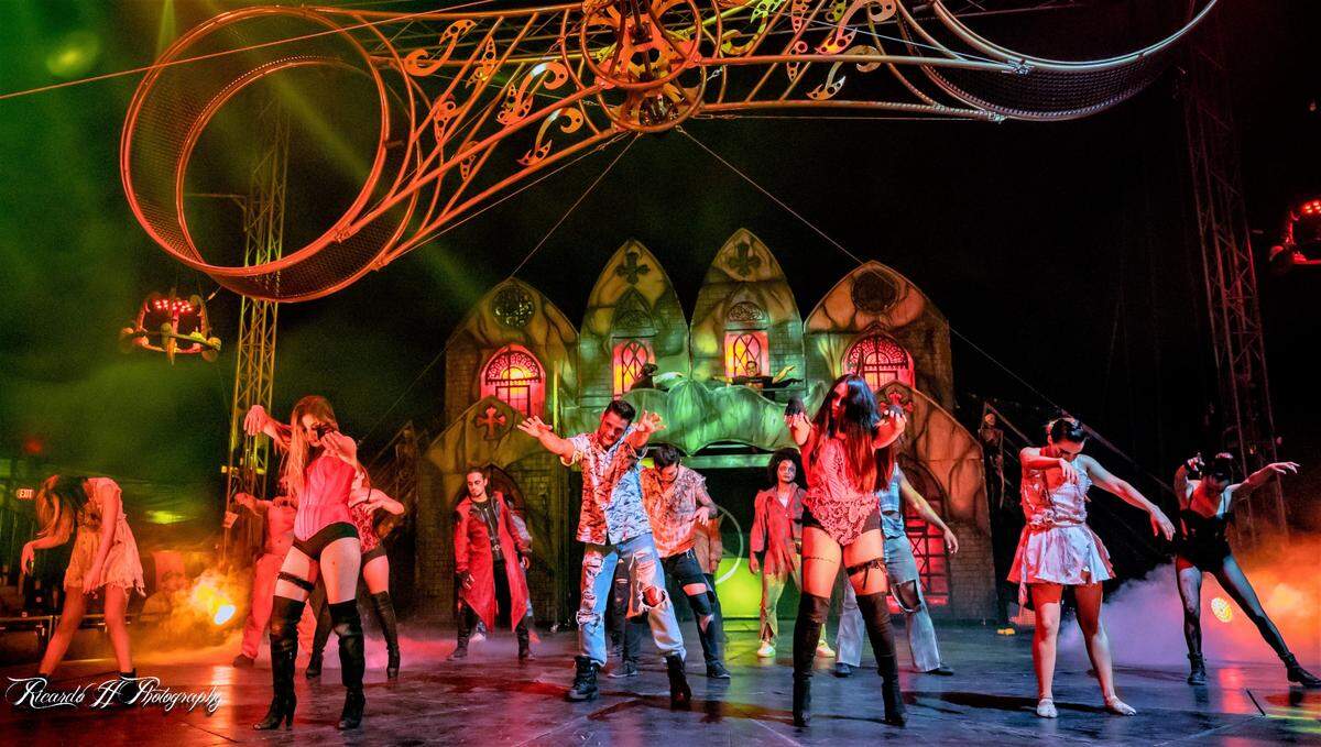 Paranormal Cirque cast performs the “Thriller” dance.