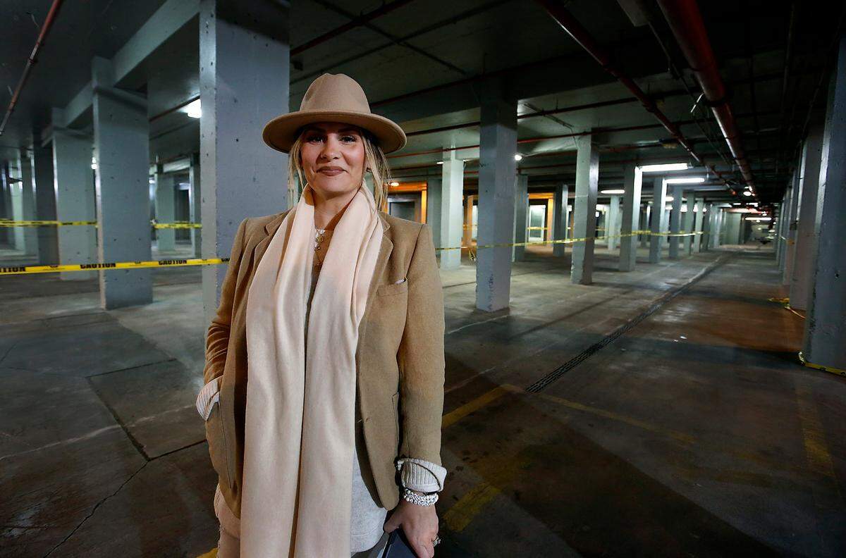 Project manager Audra Thurman stands in the first phase section of the Public Market at Columbia River Warehouse inside the former downtown Kennewick juice plant. The building is being transformed into a year-round indoor public market, including a commercial kitchen and the new home of Ice Harbor Brewing.