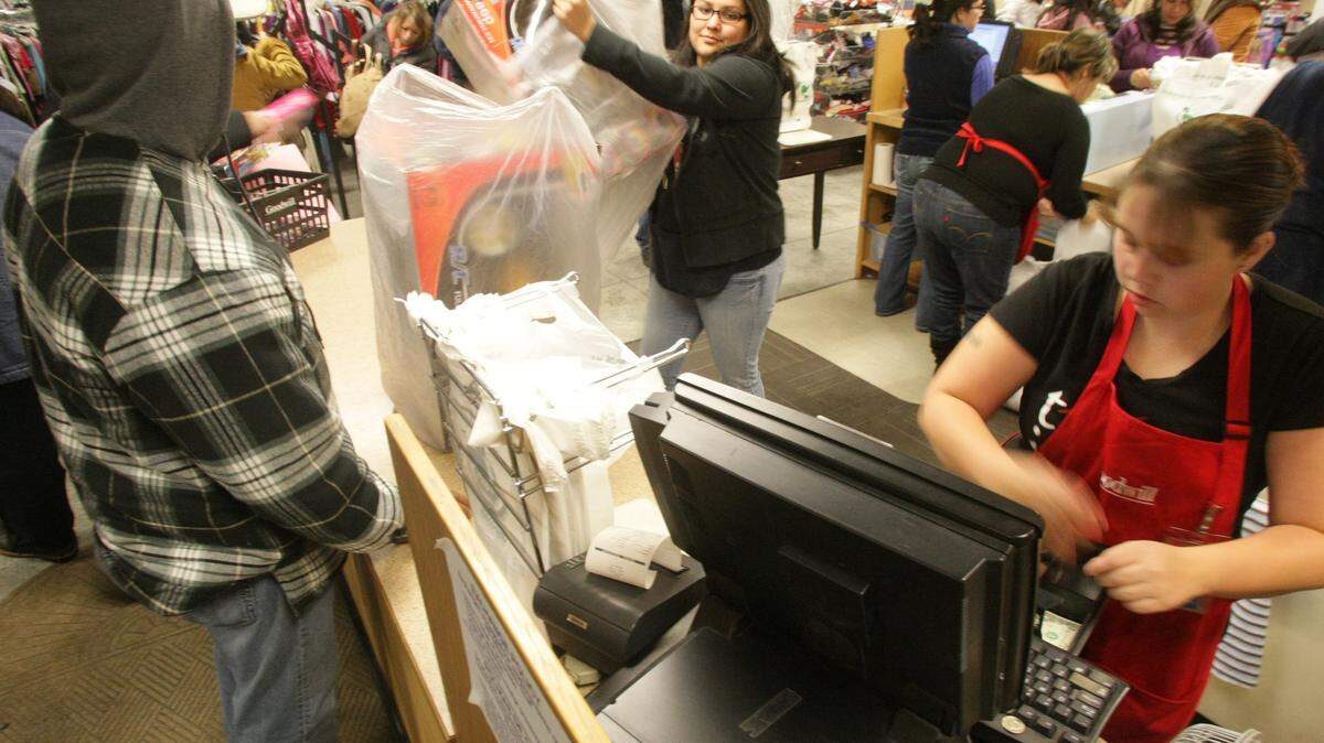 Bargain hunters waited outside the Goodwill Industries in Pasco before the store’s 5 a.m opening on Black Friday, traditionally one of the busiest shopping days of the year. Retail jobs are in high demand this shopping season.