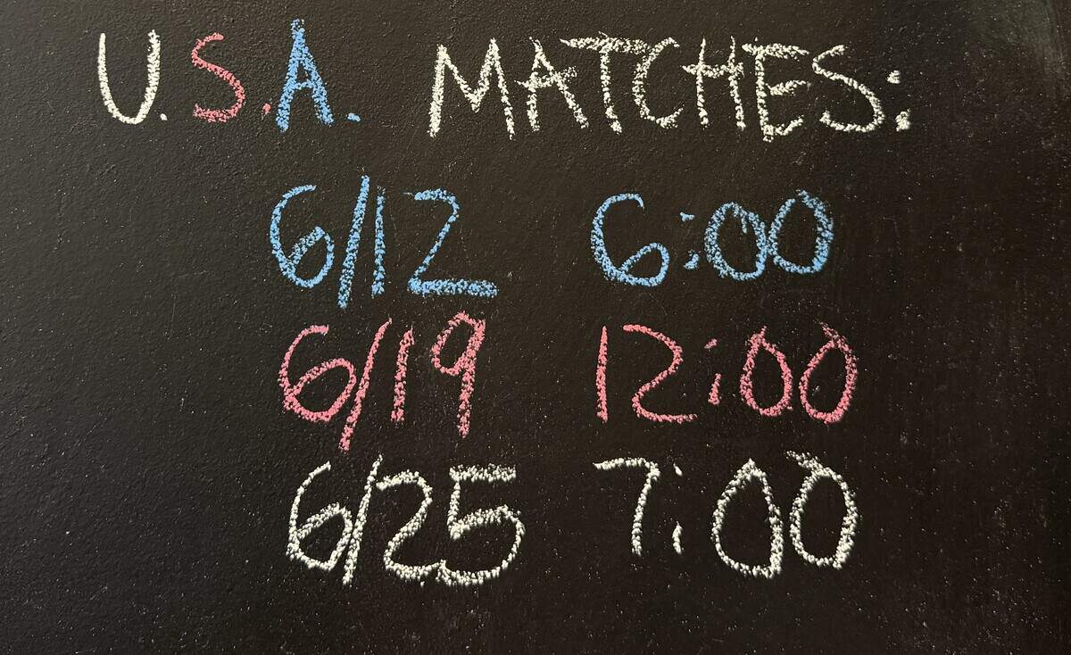 On the chalkboard at Moonshot Brewing, reminders about events are written out. This includes the first few matches Team USA will play in the 2026 FIFA World Cup.