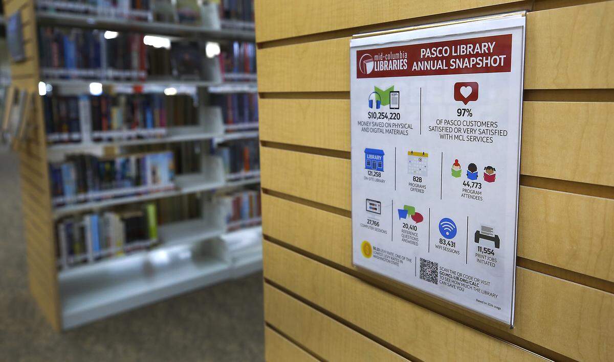 The Mid-Columbia Libraries' Pasco Branch at 1320 W. Hopkins St. is the second largest branch of the library system's 12 branches. It offers a large selection of English and Spanish language books and materials for all ages including DVDs and magazines.
