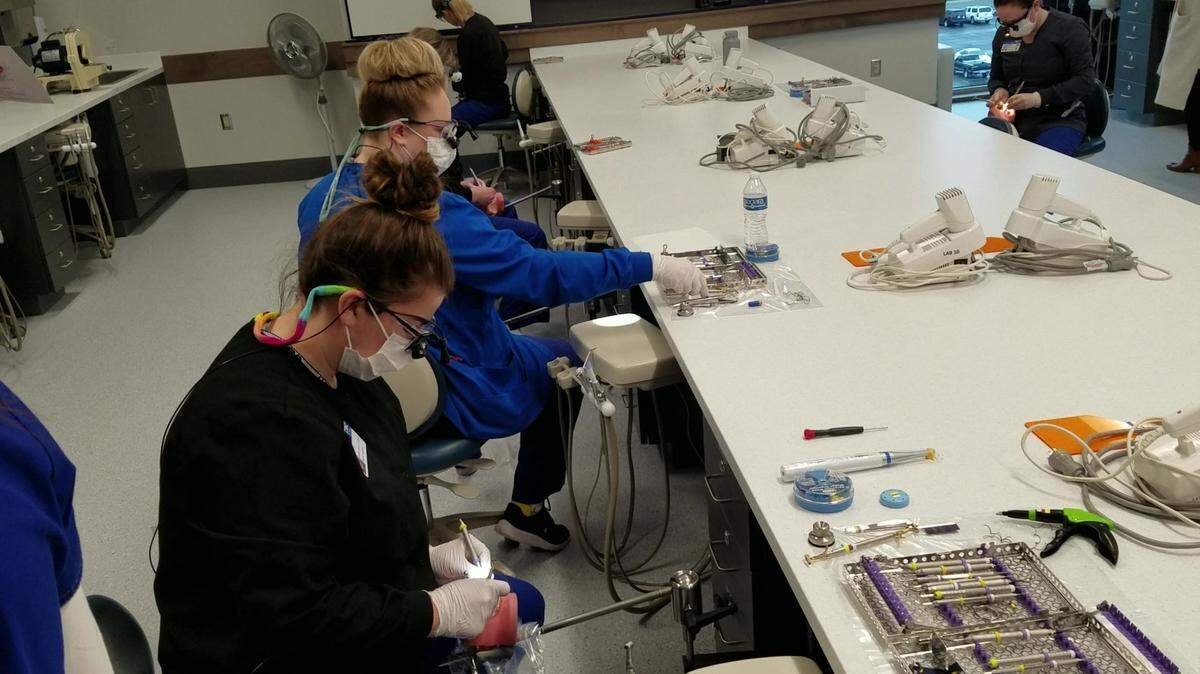Columbia Basin College dental hygiene students practice putting in fillings at their new clinic in Richland.