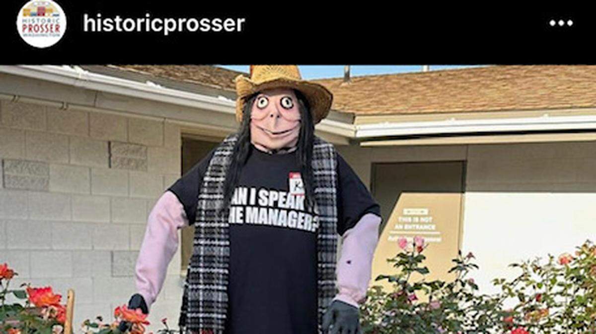 The city of Prosser removed a Halloween display of a “Karen” gardening that some found offensive.