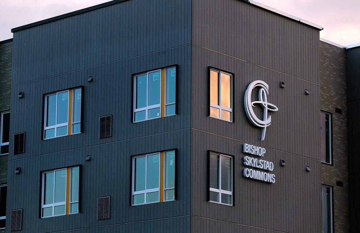 The four-story Catholic Charities of Eastern Washington Bishop Skylstad Commons building in Pasco will offer affordable, permanent housing with on-site support services to address the needs of those experiencing chronic homelessness.