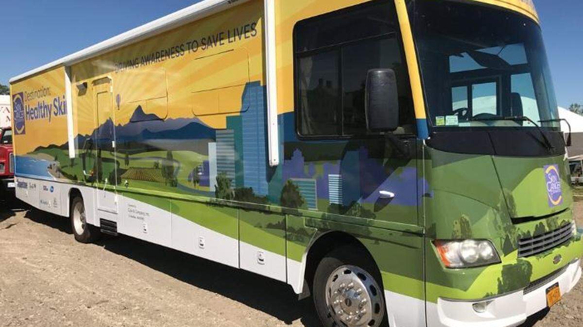 The Skin Cancer Foundation's 38-foot RV will make a stop in Kennewick on Thursday to offer free skin cancer screenings.