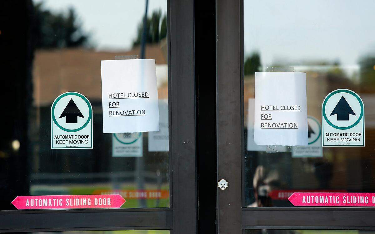 Signs on the main lobby doors of the Best Western Plus on George Washington Way indicated the motel is closed for renovation.