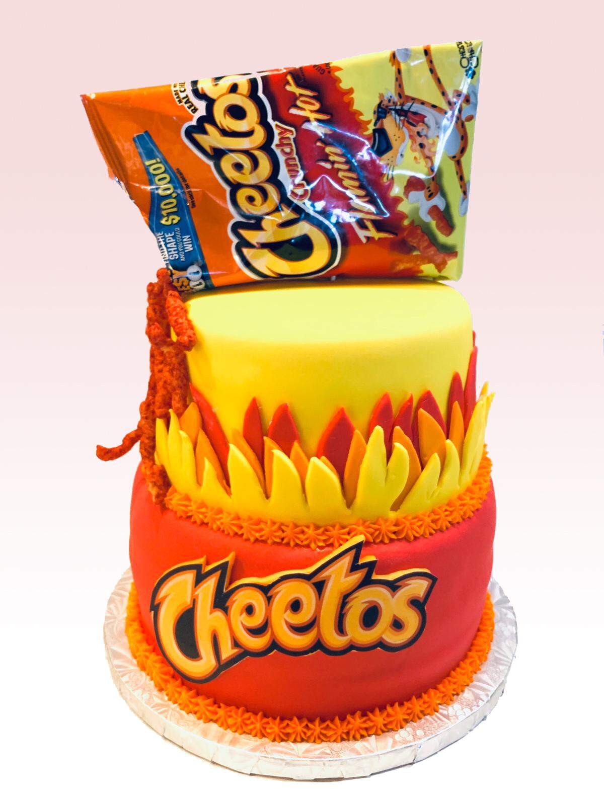 Flamin’ Hot Cheetos themed cake from Delicakes by Angelica