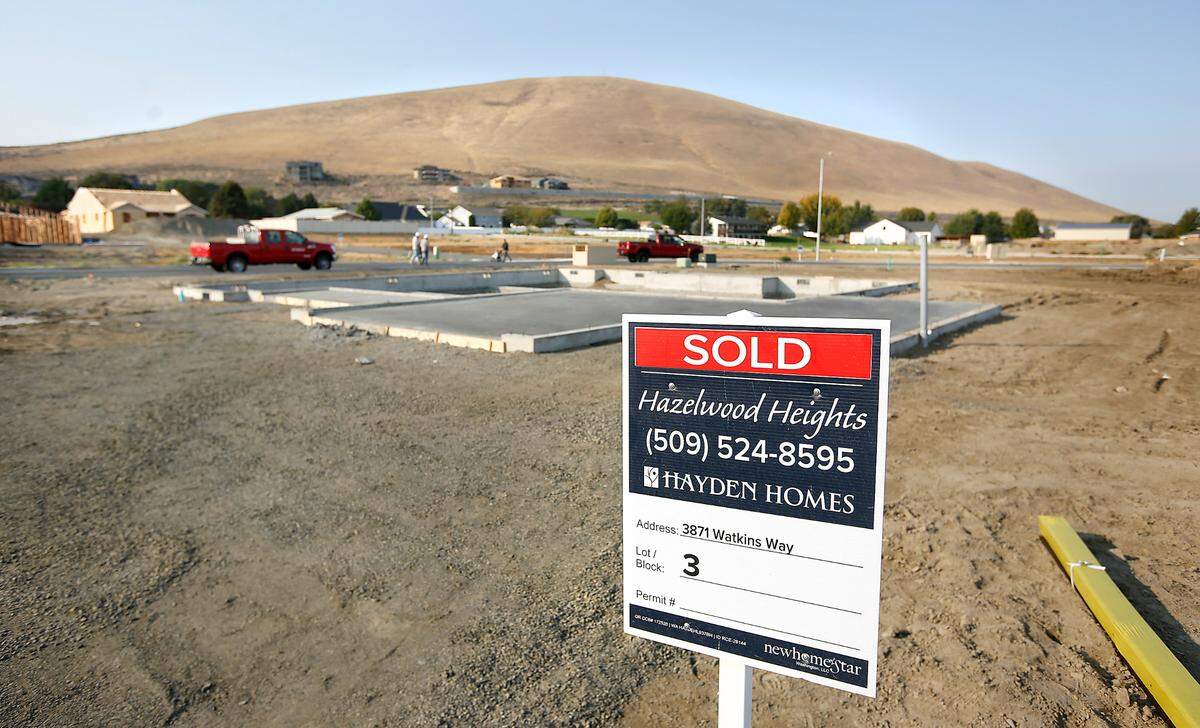 The concrete foundation and slab have been poured for a new house in Hayden Homes new housing development called Hazelwood Heights off Watkins Way between West Lattin and Keene Roads in West Richland.