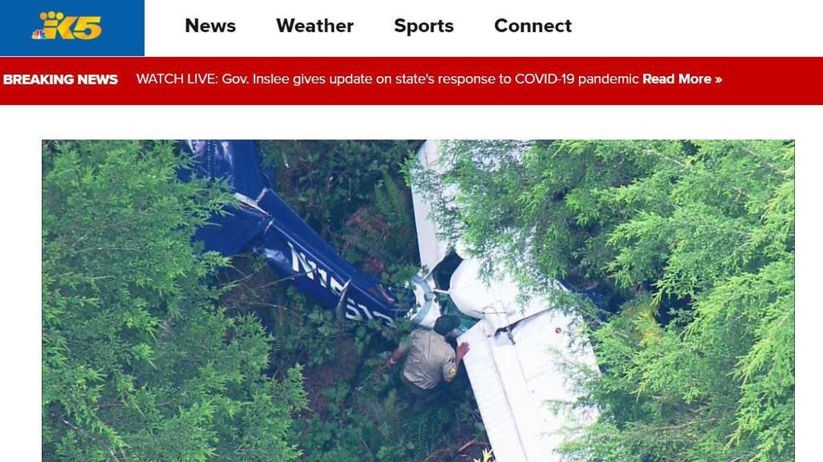 A Richland man is suspected of stealing a plane from a Port Townsend airport and later crashing on the Olympic Peninsula. King 5 TV footage shows investigators at the scene of the crash in the forest.
