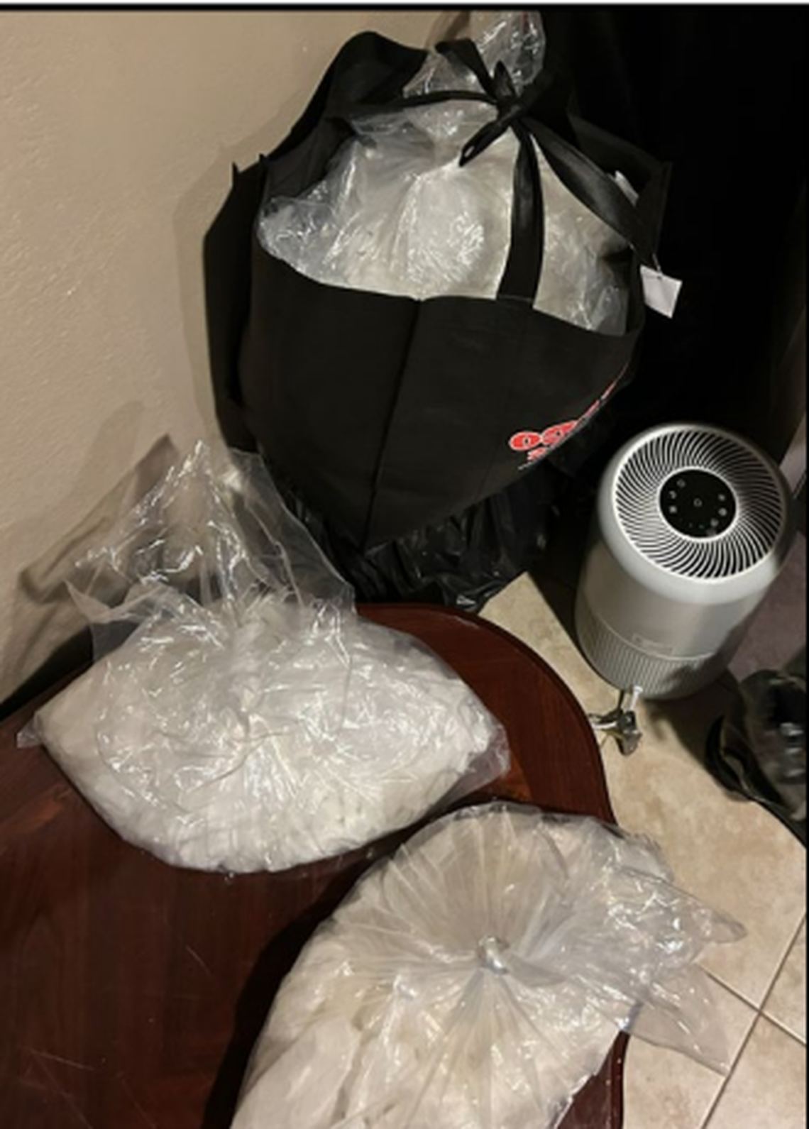 More than 164 pounds of powdered fentanyl and more than 200 pounds of methamphetamine were seized at residences across the Tri-Cities on March 3, 2026. It was the largest seizure of illicit drugs in the history of the Eastern Washington District Attorney’s Office. Some of what was seized is shown.