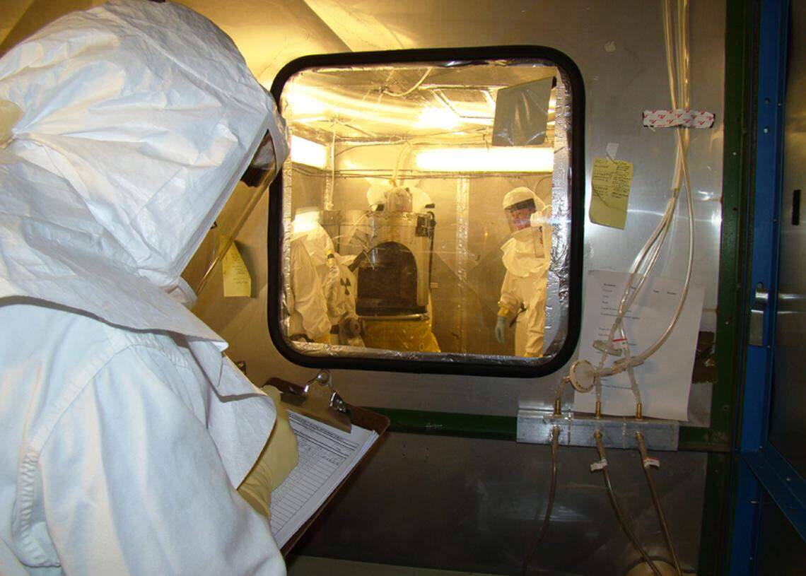 Hanford workers train within T Plant, the nation’s longest operating nuclear facility, on packaging radioactive waste.