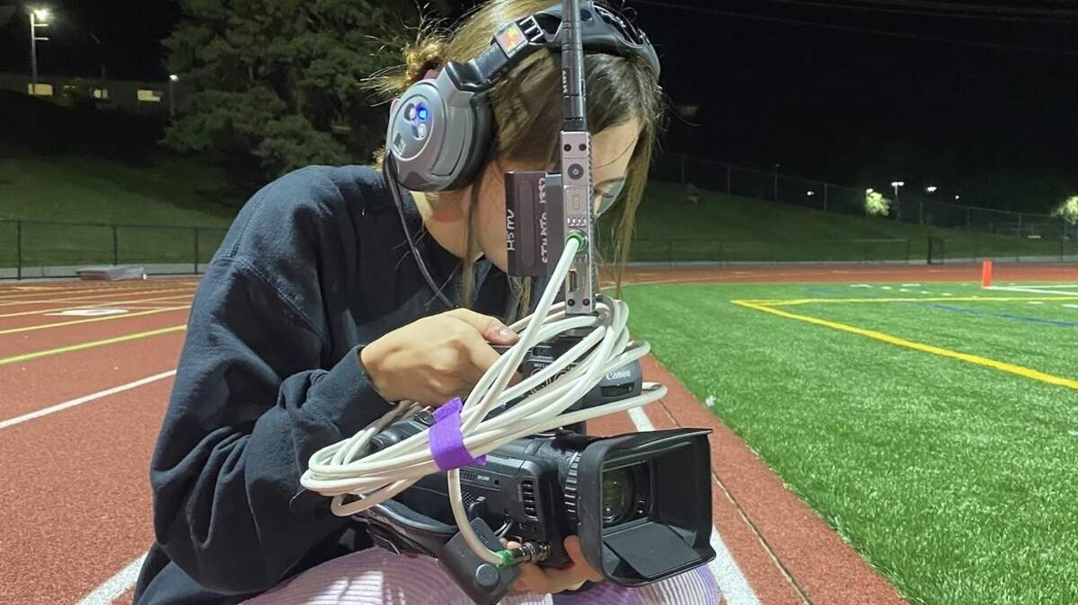 Hanford student media leader Lauren Burke spent her free time on projects such as broadcasting sports events.