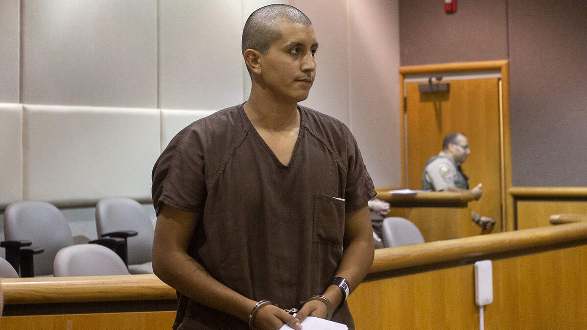 Kendrick D. Serratos appeared in court Friday at the Benton County Superior Court in Kennewick for arraignment on first-degree assault. His bail was set at $100,000 for allegedly shooting at the driver of a car just moments after he got out of it.