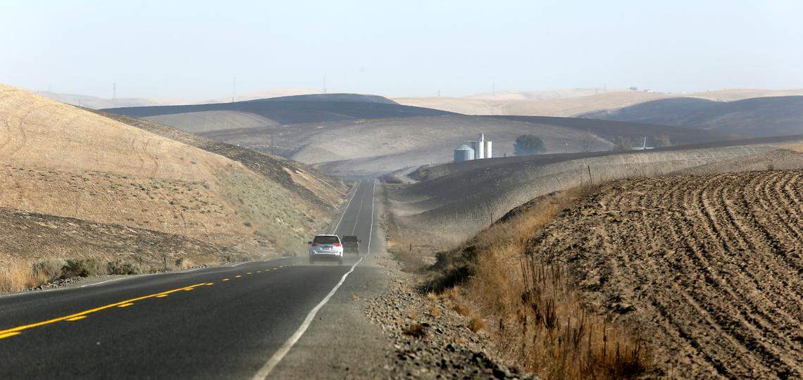 The Labor Day fire burned along the Pasco-Kahlotus highway from near Kahlotus toward Snake River Road near Starr School.
