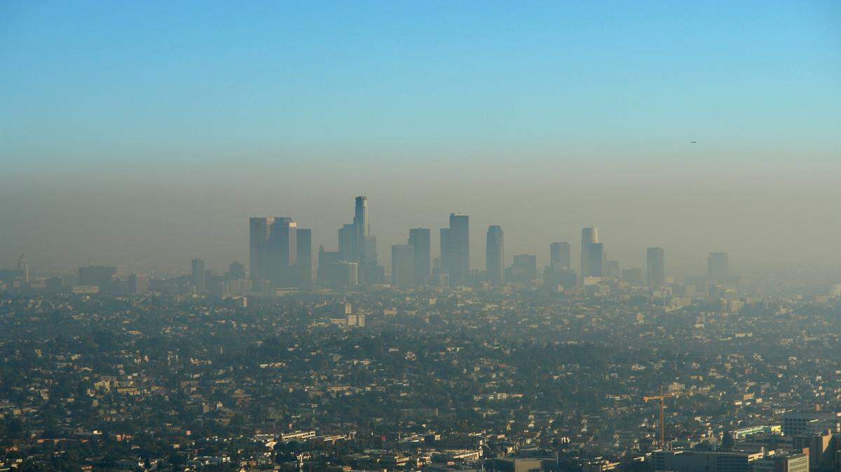 A layer of smog covers Los Angeles, California.