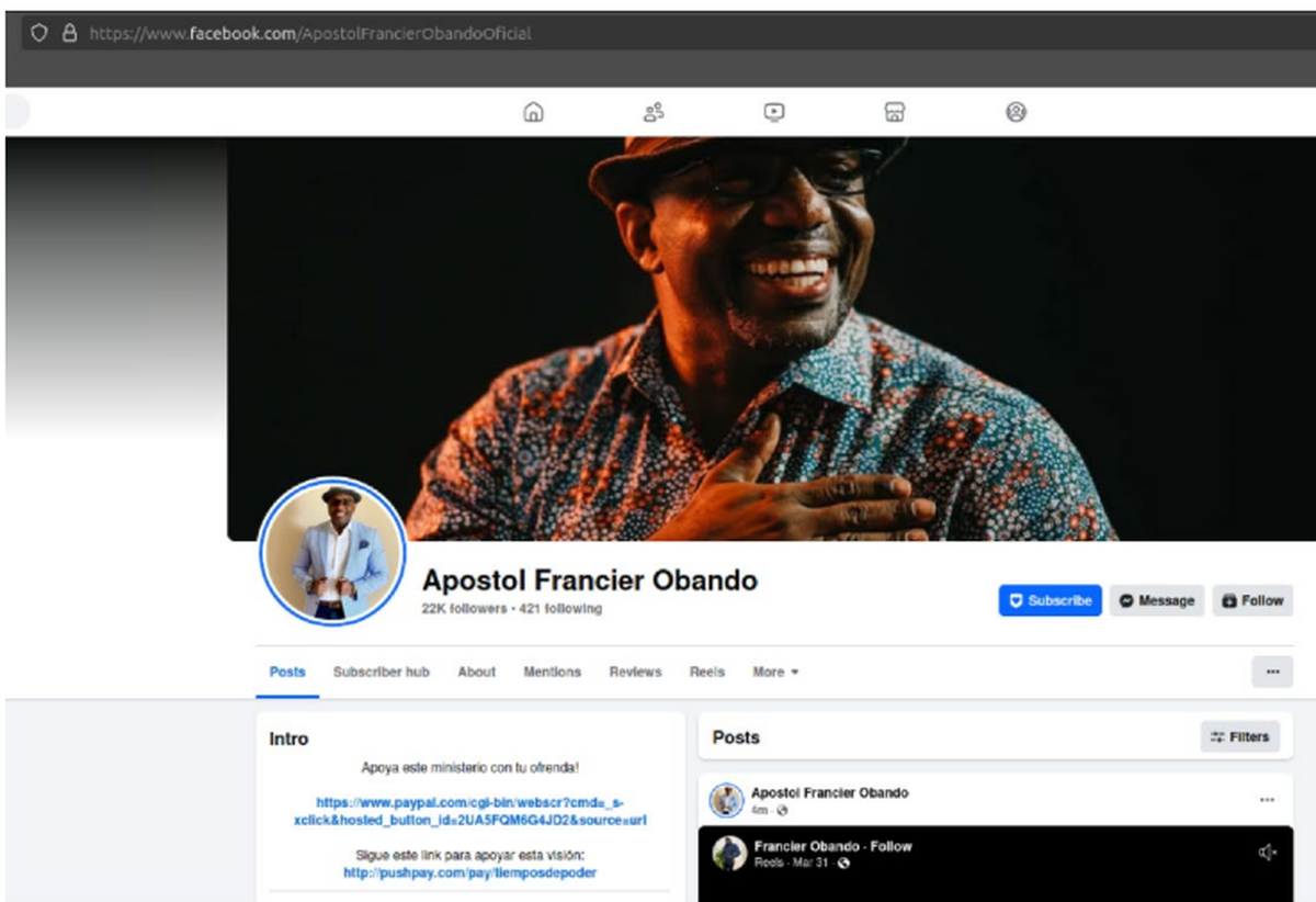 U.S. court documents say this is one of four Facebook accounts the FBI believes are used by Francier Obando Pinillo, who is a ccused of a cryptocurrency scheme.