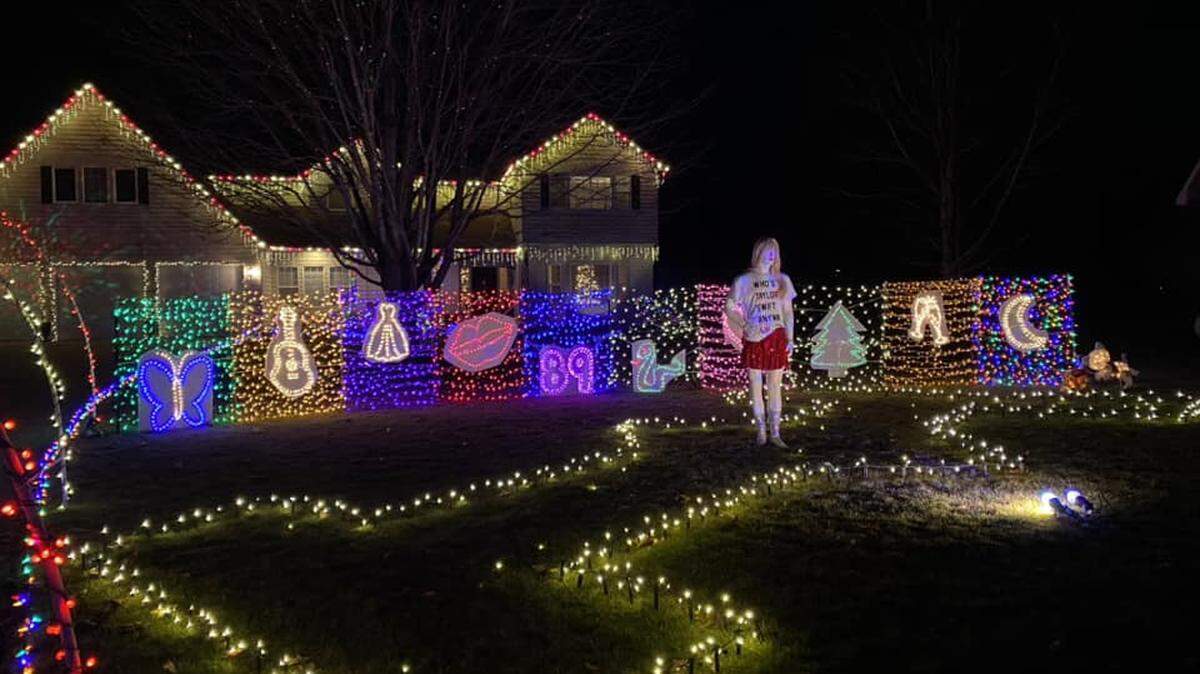 The front yard at 3702 Mt. Baker Court in West Richland was made to look like the Eras Tour stage for Christmas 2023, with a mannequin Taylor Swift prominently displayed. The house is decorated with a new theme each year.