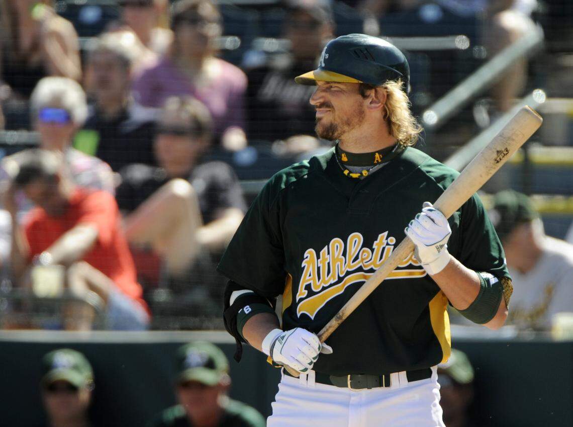 Oakland Athletics’ Travis Buck during a 2009 spring training baseball game against the Cleveland Indians in Phoenix.