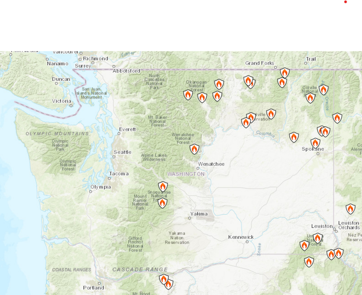 The Green Ridge and Lick Creek fires in the Umatilla National Forest of southeast Washington are among many major fires burning in the state.
