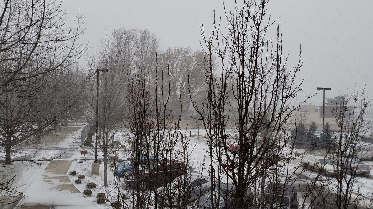 Blowing snow begins to accumulate on the ground outside the Tri-City Herald offices in downtown Kennewick Monday afternoon. Contact the Herald at news@tricityherald.com to let people know if you’ve canceled or rescheduled an event due to snow.