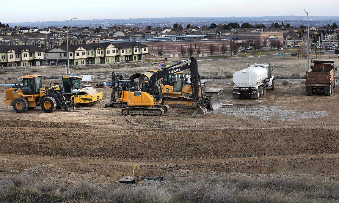 Grading work has started for the eighth Tri-Cities' Les Schwab Tire Center. 