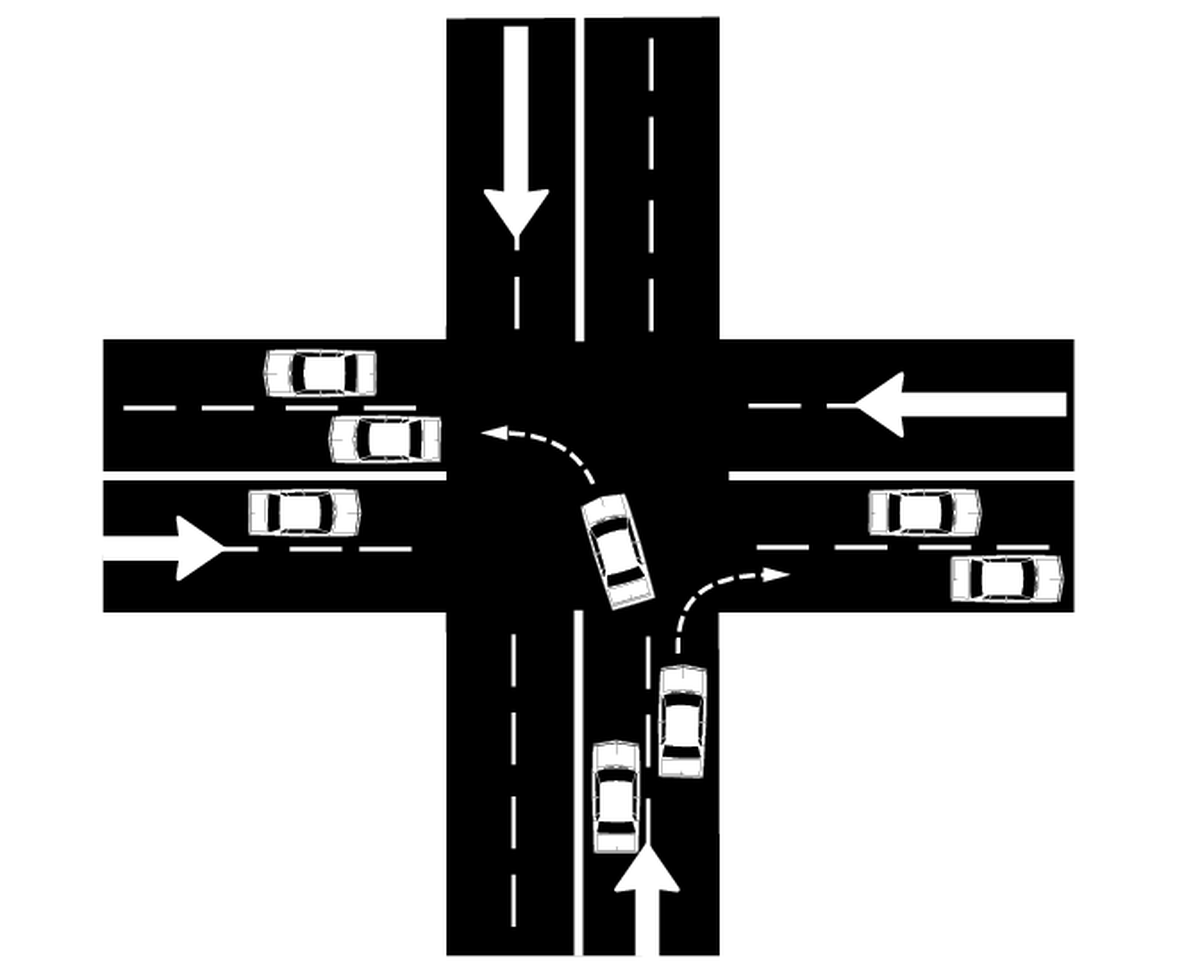 When turning on Washington state roadways, use the lane with the simplest path to your desired destination.