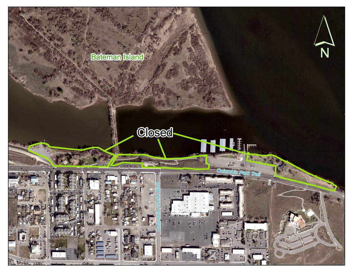Richland officials announced the closure of the majority of Wye Park and a section of Columbia Park West because of damage to the park.