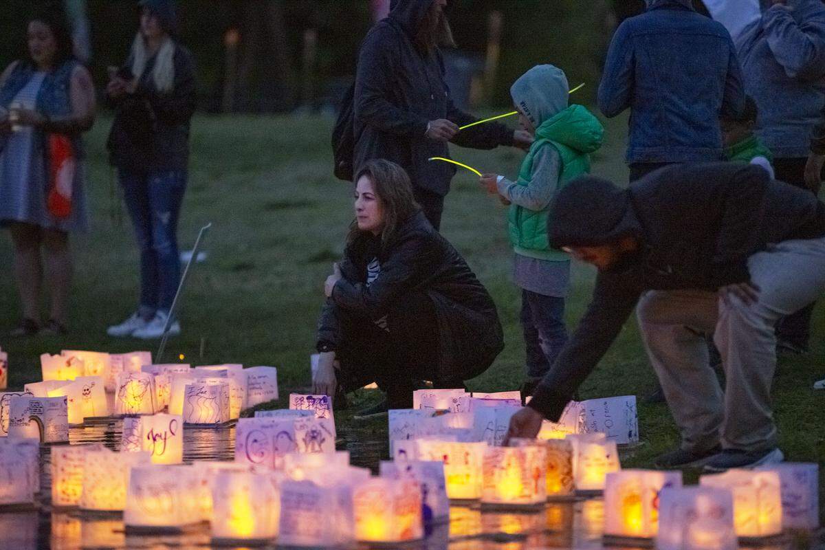 Hundreds arrive at Columbia Park in Kennewick in 2019 for the Water Lantern Festival. Participants decorated lanterns, some wrote messages of hope and others memorialized their loved ones. At sunset they launched the glowing biodegradable lanterns on the fishing pond. The event also offered music and food trucks.