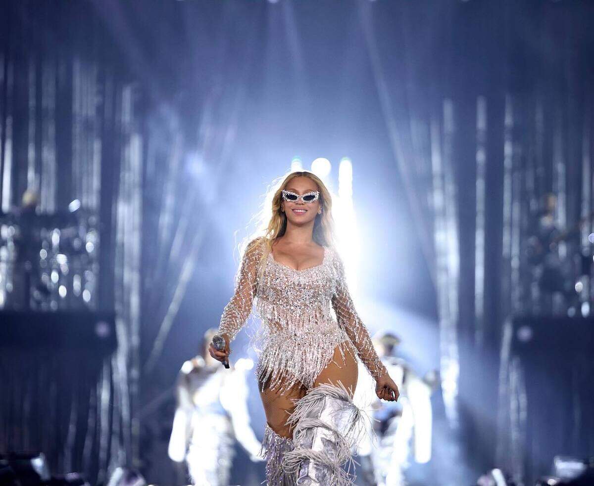 Beyoncé performs at the Renaissance World Tour concert in Vancouver, British Columbia, Canada.