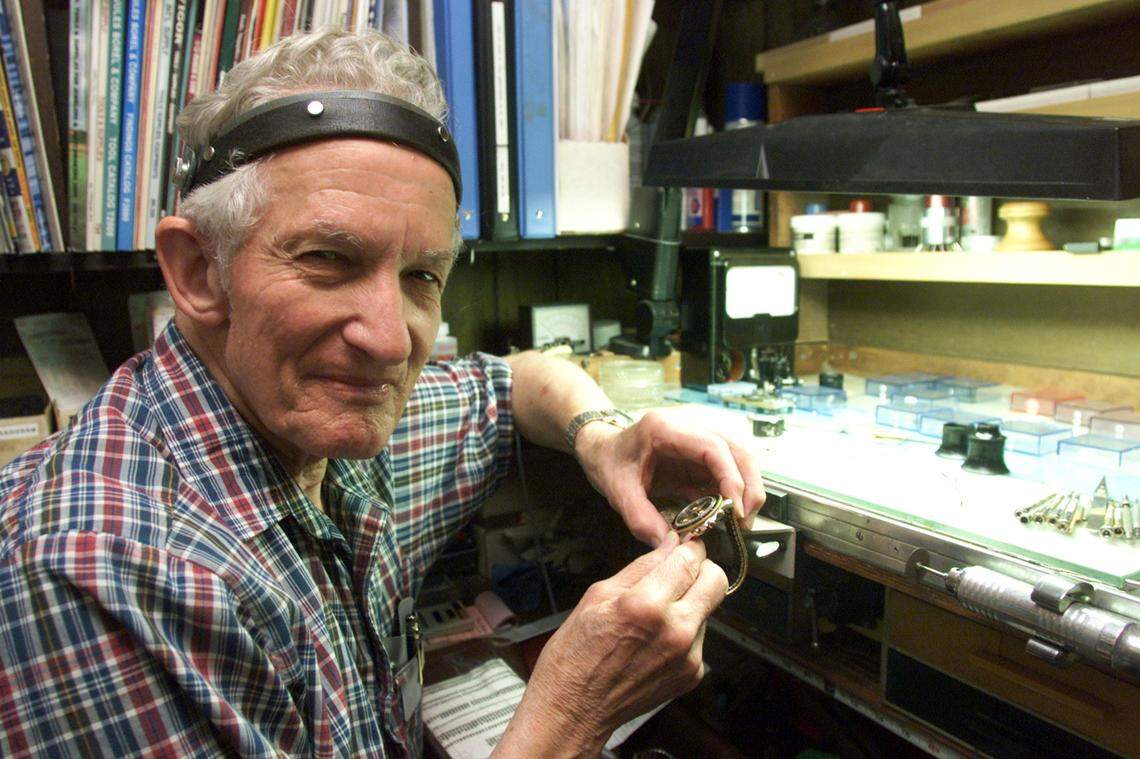 Certified master watchmaker Wes Door of Kennewick was featured in 2002 about business repairing timepieces, his passion since his first watchmaking and jewelry­making apprenticeship in 1939 at the age of 13.