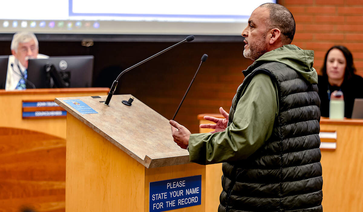 Luis Godinez, 48, of Kennewick, was the final commenter who spoke in the Kennewick council chambers during Tuesday night’s business meeting. He was among an estimated 100 residents are opposed to a sex offender house due to open this summer on the corner of West Eighth Avenue and South Edison Street. He said he brought his children to the council meeting to show them the process of how civic engagement works.