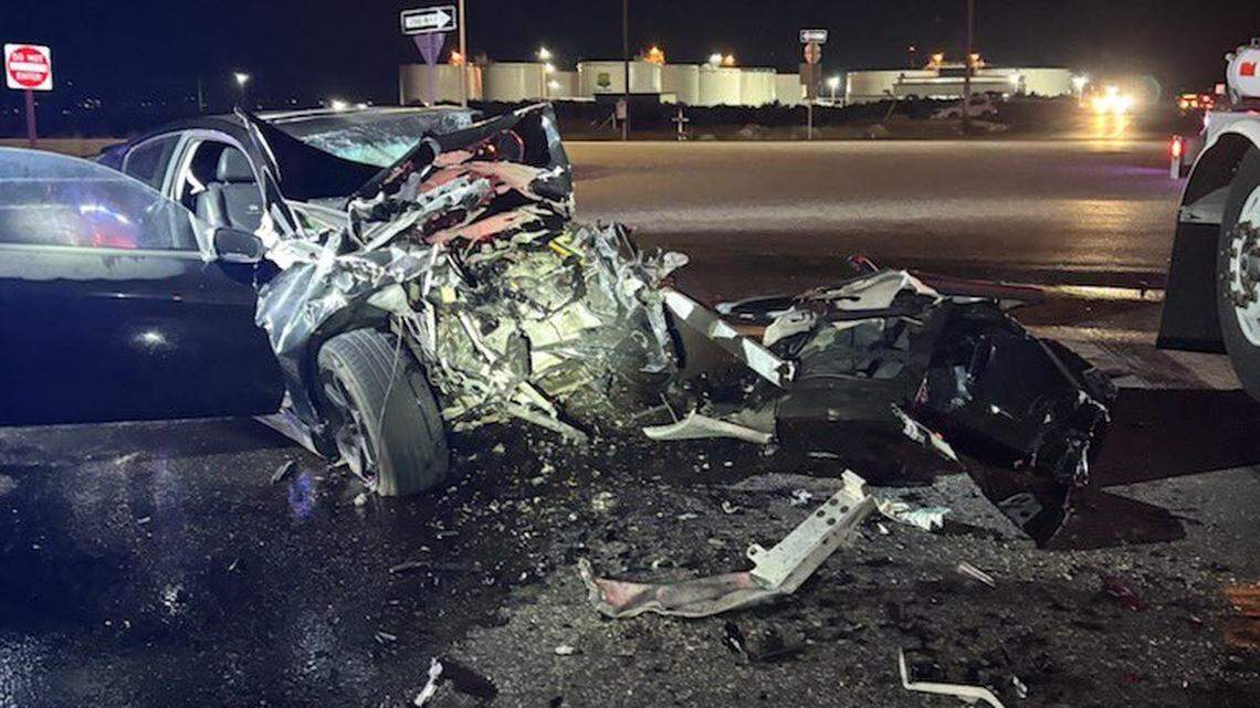 Two men were seriously hurt after a tanker turned in front of them on Highway 12.