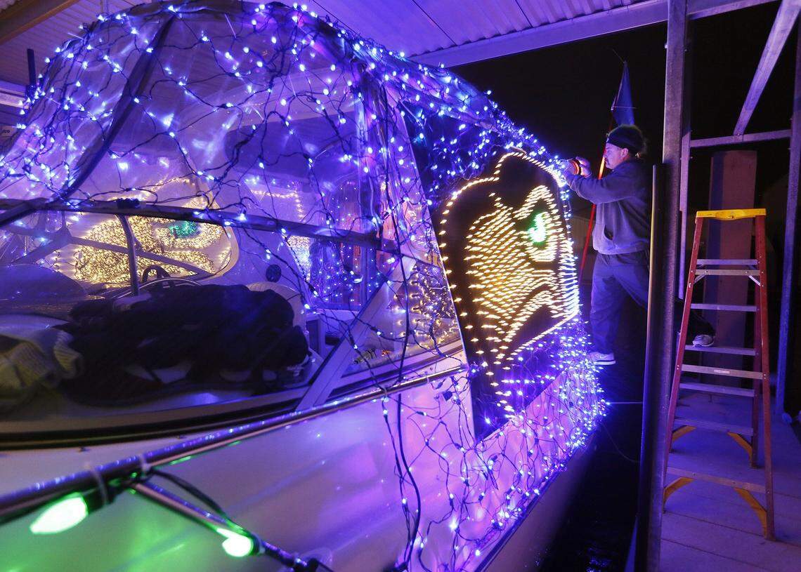 The annual lighted boat parade is Friday and Saturday along the Columbia River from Clover Island in Kennewick to Richland and back.