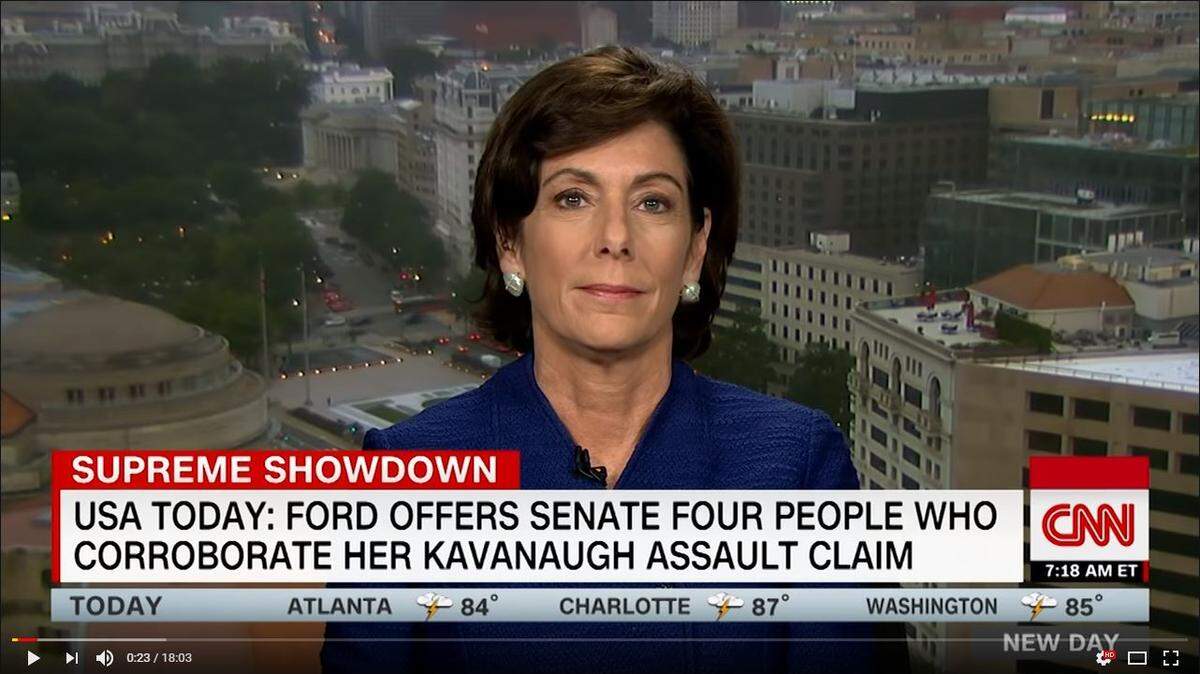 A screen capture from a recent CNN interview with Beth Wilkinson, Brett Kavanaugh’s lawyer.