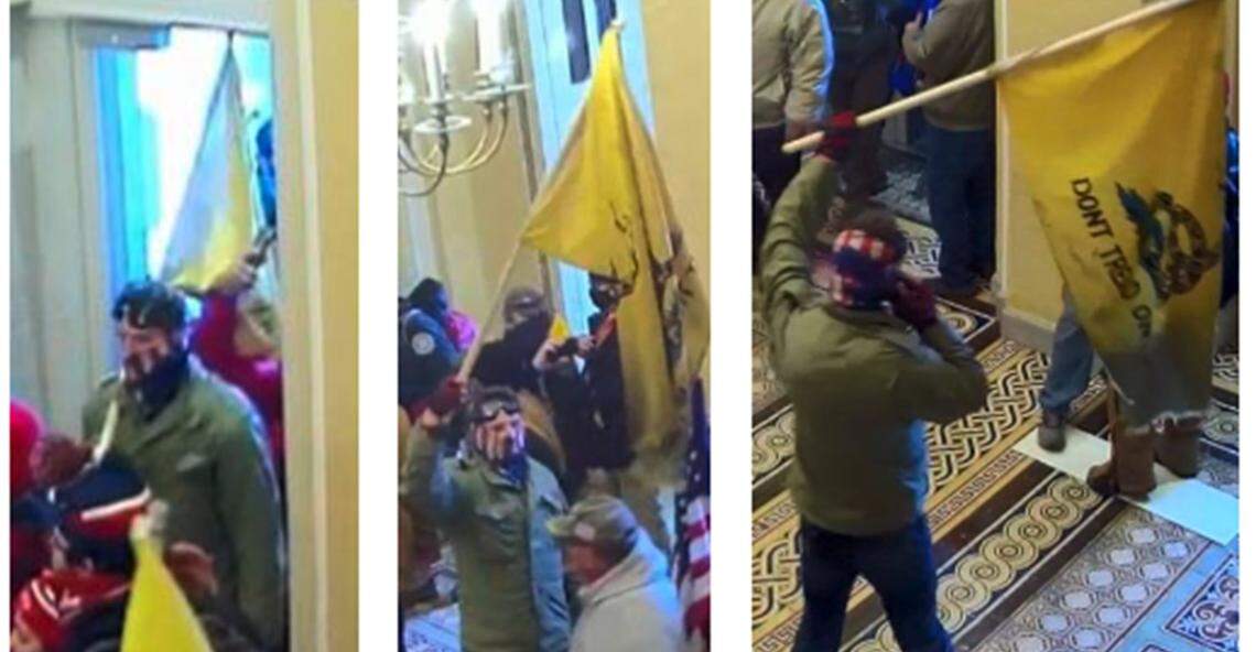 This series of images shows Matthew Klein as he enters the U.S. Capitol Building at approximately 2:18 p.m. Jan. 6, 2021 and waited in the lobby area, presumably for brother Jonathanpeter Klein, before heading further into the building, according to the FBI.