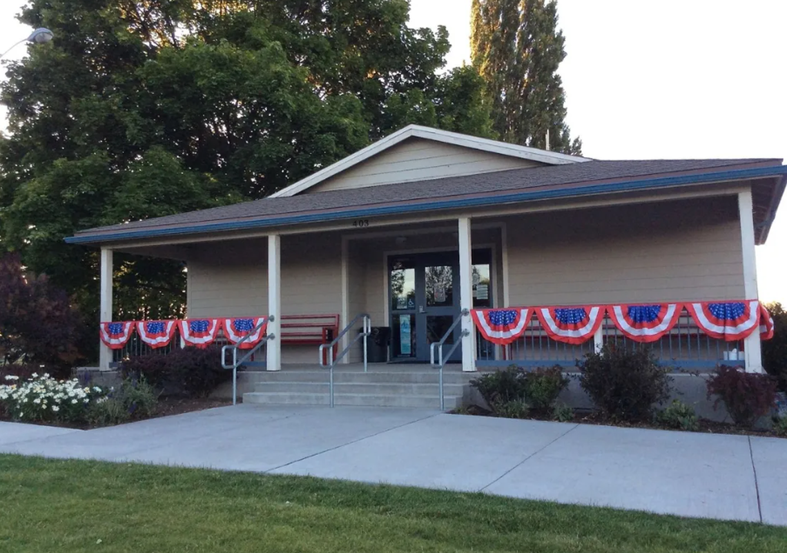 Exterior shot of the George Community Hall, a nonprofit organization in charge of many events and activities in George, WA.