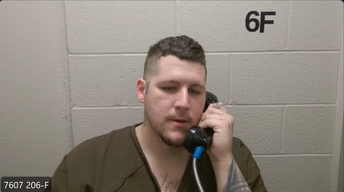 Lonny Barton-Owens makes a court appearance in Benton County from the jail on a charge of second-degree murder.