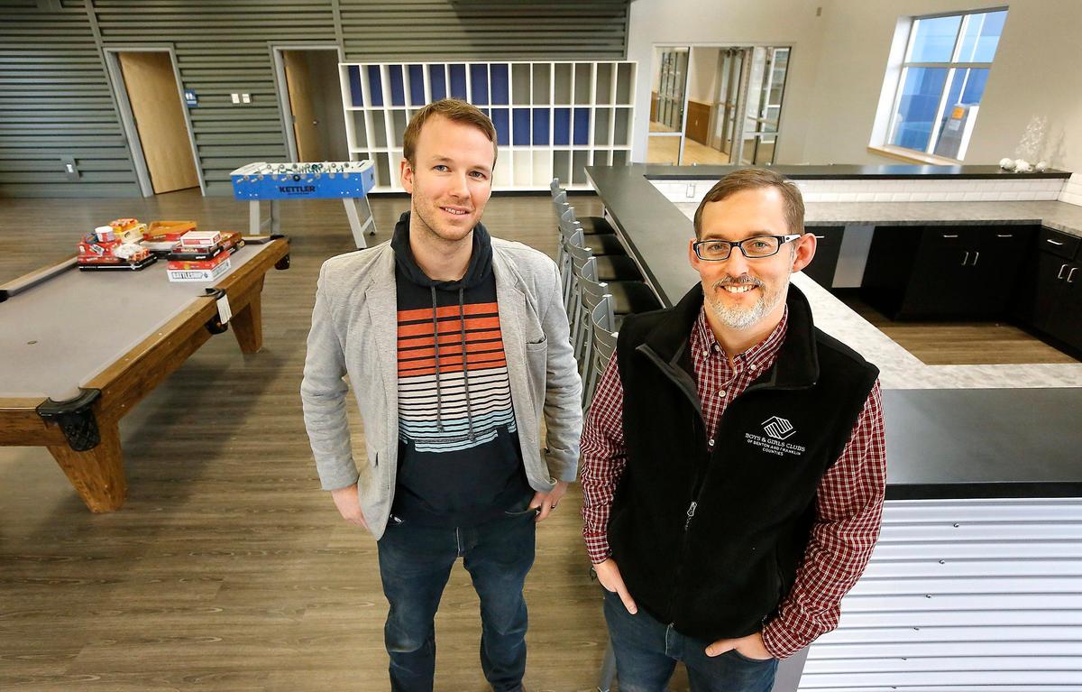 Branch director Luke Hallowell, left, and executive director Brian Ace, both of Boys & Girls Clubs of Benton and Franklin Counties, stand in the teen center of the recently built clubhouse on West Ninth Place in Kennewick. Watch a video at: tricityherald.com/video
