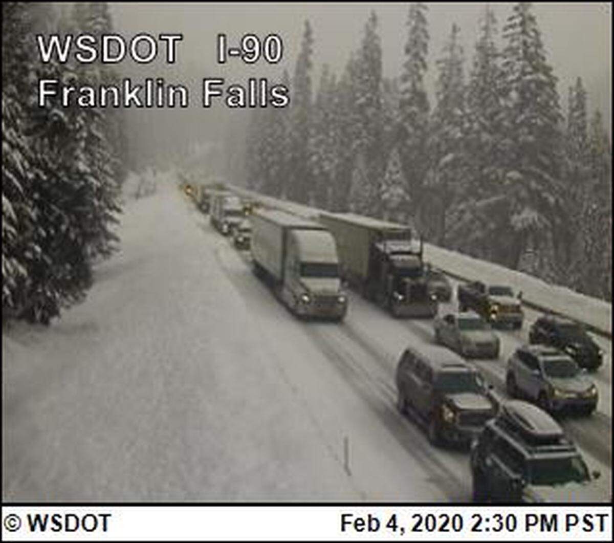 Interstate 90 near Snoqualmie Pass at 2:30 p.m. Tuesday.