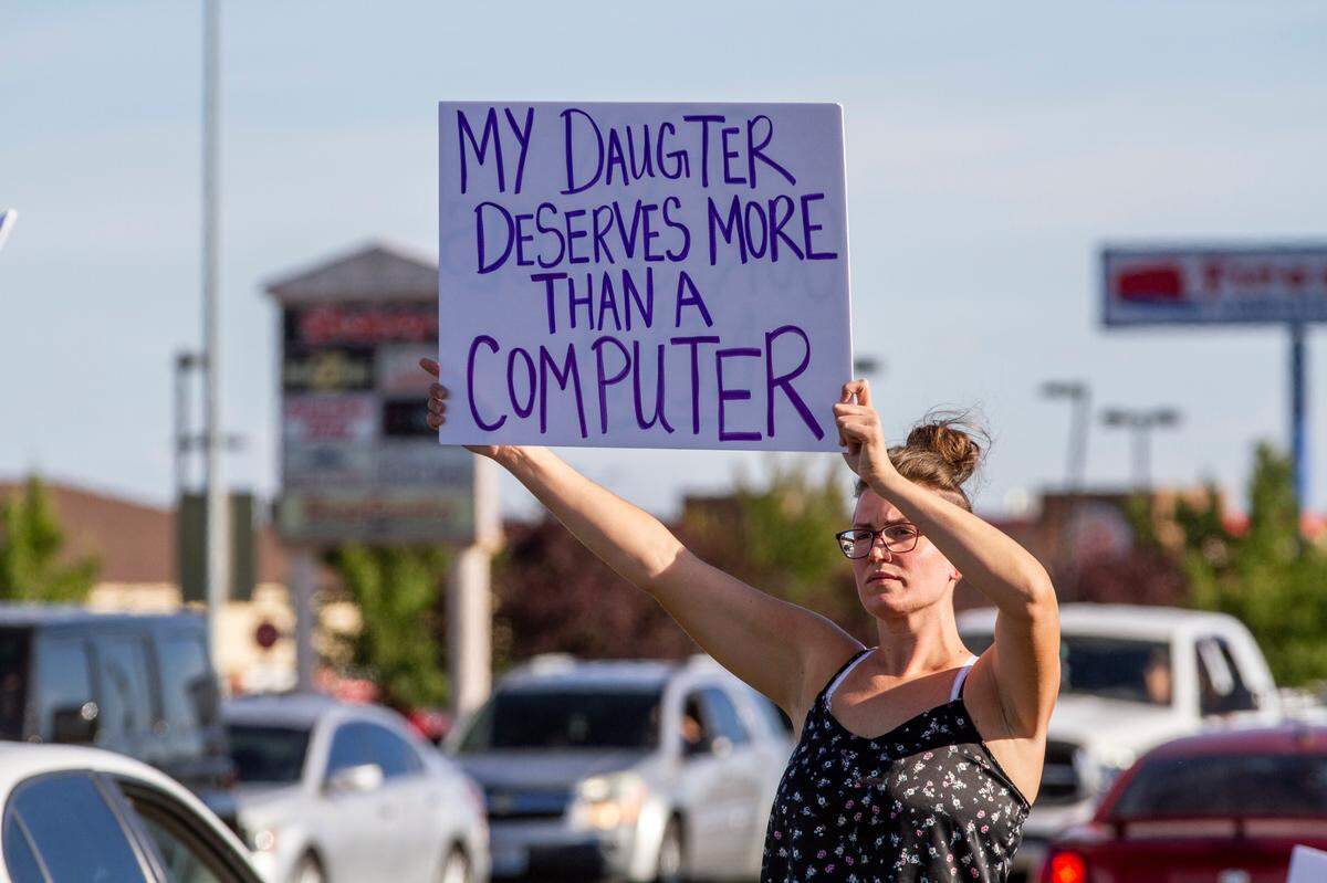 Brittany McLaughlin, 32, of Kennewick, worries about her special needs daughter missing out on vital socialization that in-person learning provides students. And Open Our Schools Rally in Pasco drew about 30 people recently.
