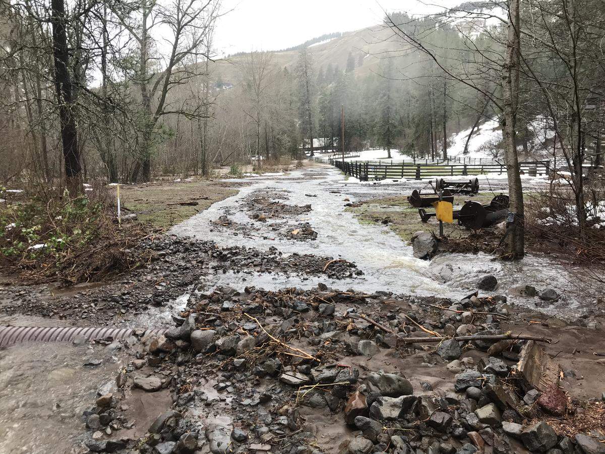 The Umatilla River flooded the Bar M Ranch near Pendleton on Feb. 6. The historic ranch is owned by Calvary Chapel Tri-Cities and is a popular location for Tri-Cities church group retreats and other gatherings.