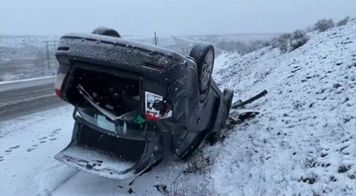 The Washington State Patrol reported several crashes in the greater Tri-Cities area Thursday morning. This rollover was on Highway 260 near Connell in Franklin County.
