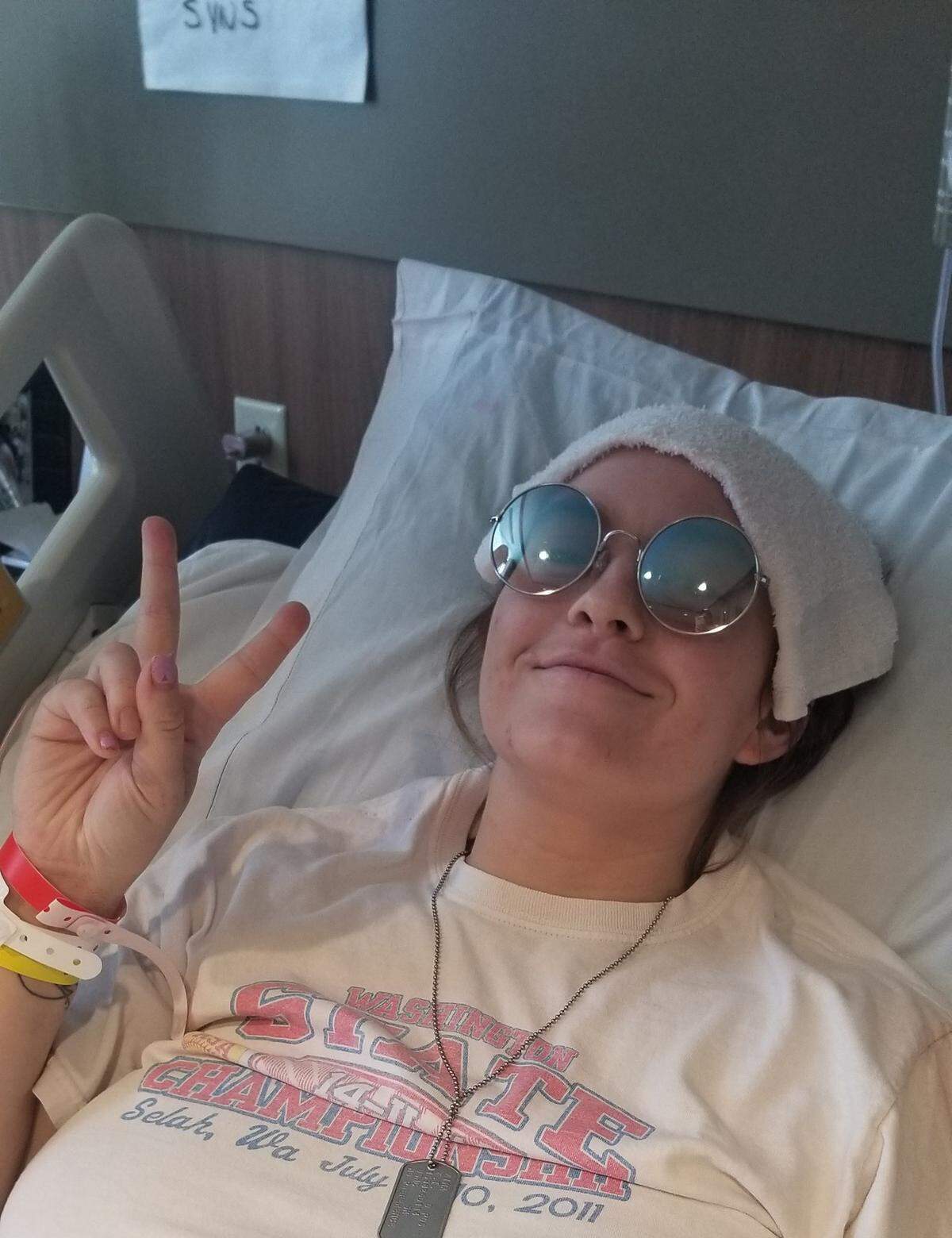 Danika Whitsett was happy to see her $5 sunglasses survived the car crash she was in July 13.