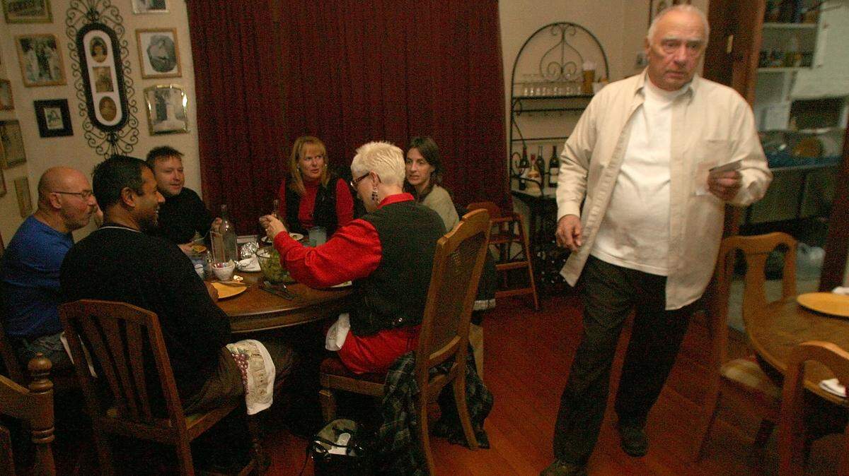 Carmine Aitoro, owner, busily attends to patrons in 2009 at Carmine’s Italian restaurant in Kennewick, which he and his wife Joyce owned for many years.