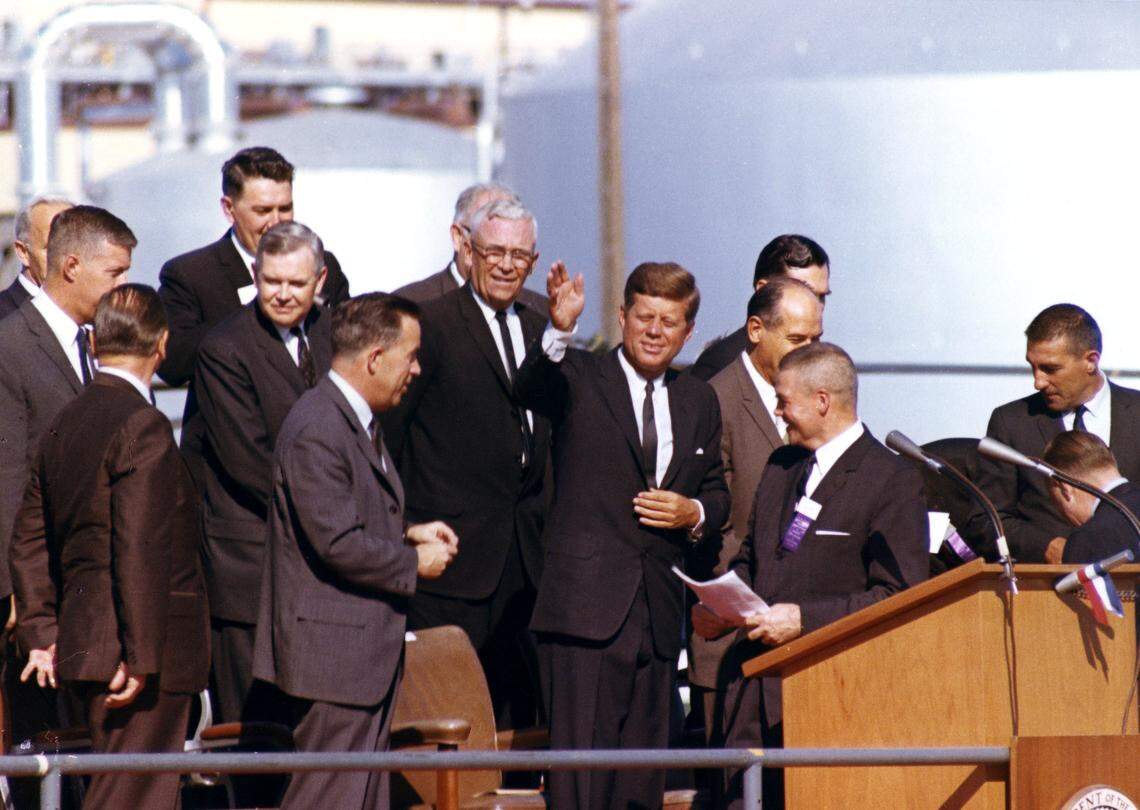 President John F. Kennedy visited Hanford 60 years ago on Sept. 26, 1963, for the ceremonial groundbreaking on a steam plant that would allow N Reactor to produce electricity in addition to plutonium for nuclear weapons. The public was allowed on Hanford for the visit and about 37,000 people attended.