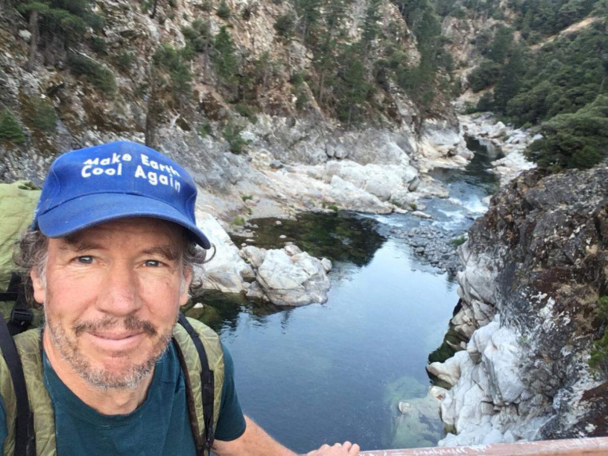 Steve Ghan’s “Make Earth Cool Again” hat worn on the Pacific Crest Trail proved to be a good way to bring up the subject of climate change.